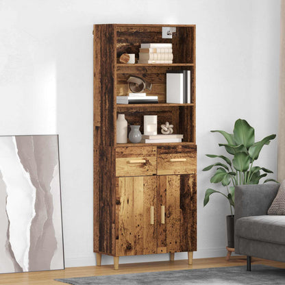 vidaXL Highboard Old Wood 69.5 x 32.5 x 180 cm Engineered Wood