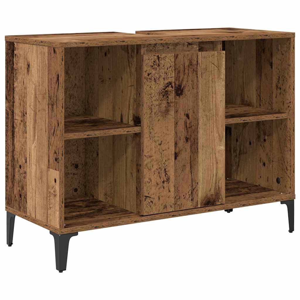 vidaXL Bathroom Furniture Set with Door 3 pcs Old wood Engineered wood