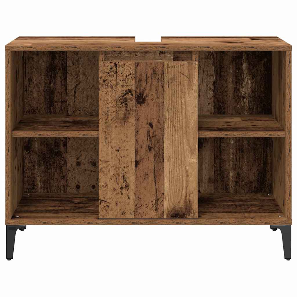vidaXL Bathroom Furniture Set with Door 3 pcs Old wood Engineered wood