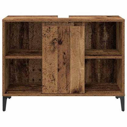 vidaXL Bathroom Furniture Set with Door 3 pcs Old wood Engineered wood