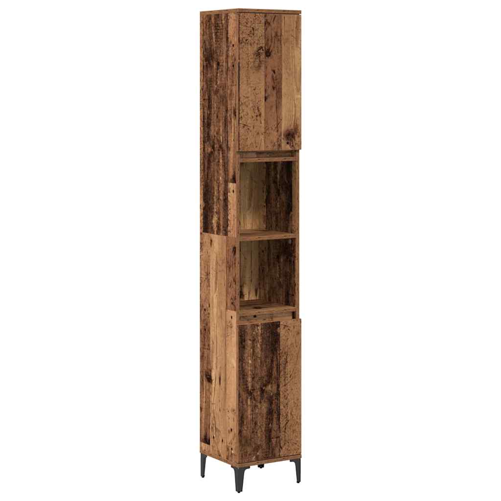 vidaXL Bathroom Furniture Set with Door 3 pcs Old wood Engineered wood