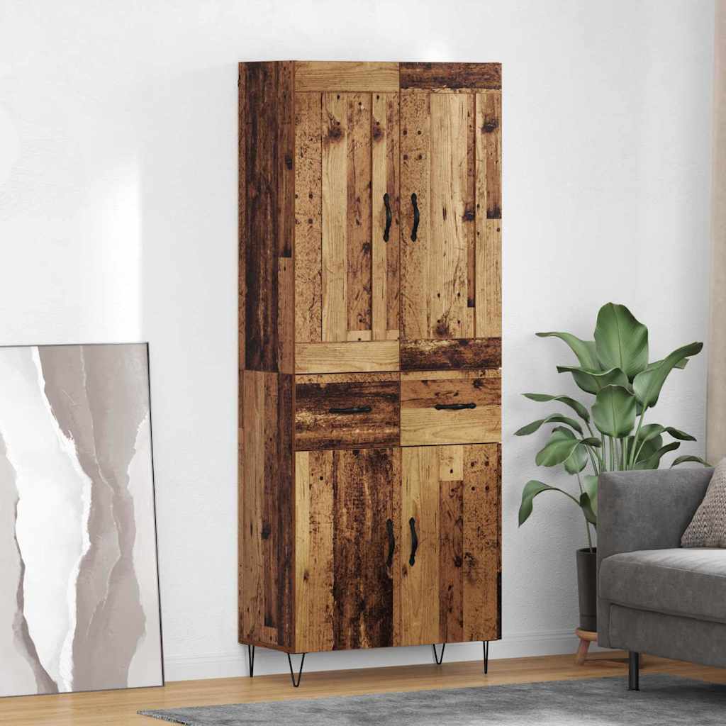 vidaXL Highboard Old Wood 69.5 x 34 x 180 cm Engineered Wood