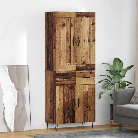 vidaXL Highboard Old Wood 69.5 x 34 x 180 cm Engineered Wood