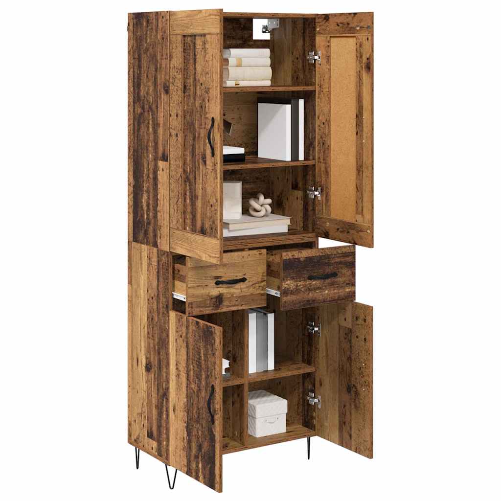 vidaXL Highboard Old Wood 69.5 x 34 x 180 cm Engineered Wood