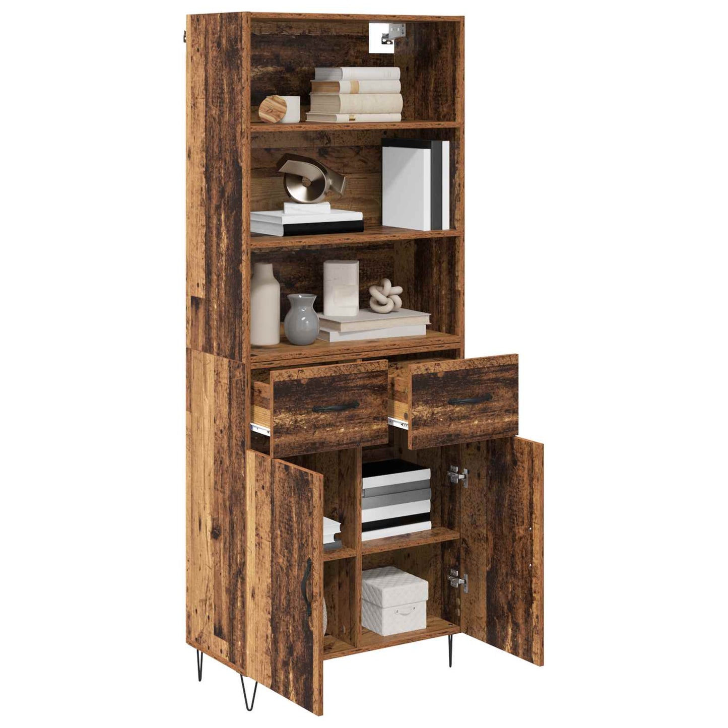 vidaXL Highboard with Drawer 2 pcs Old Wood Engineered Wood