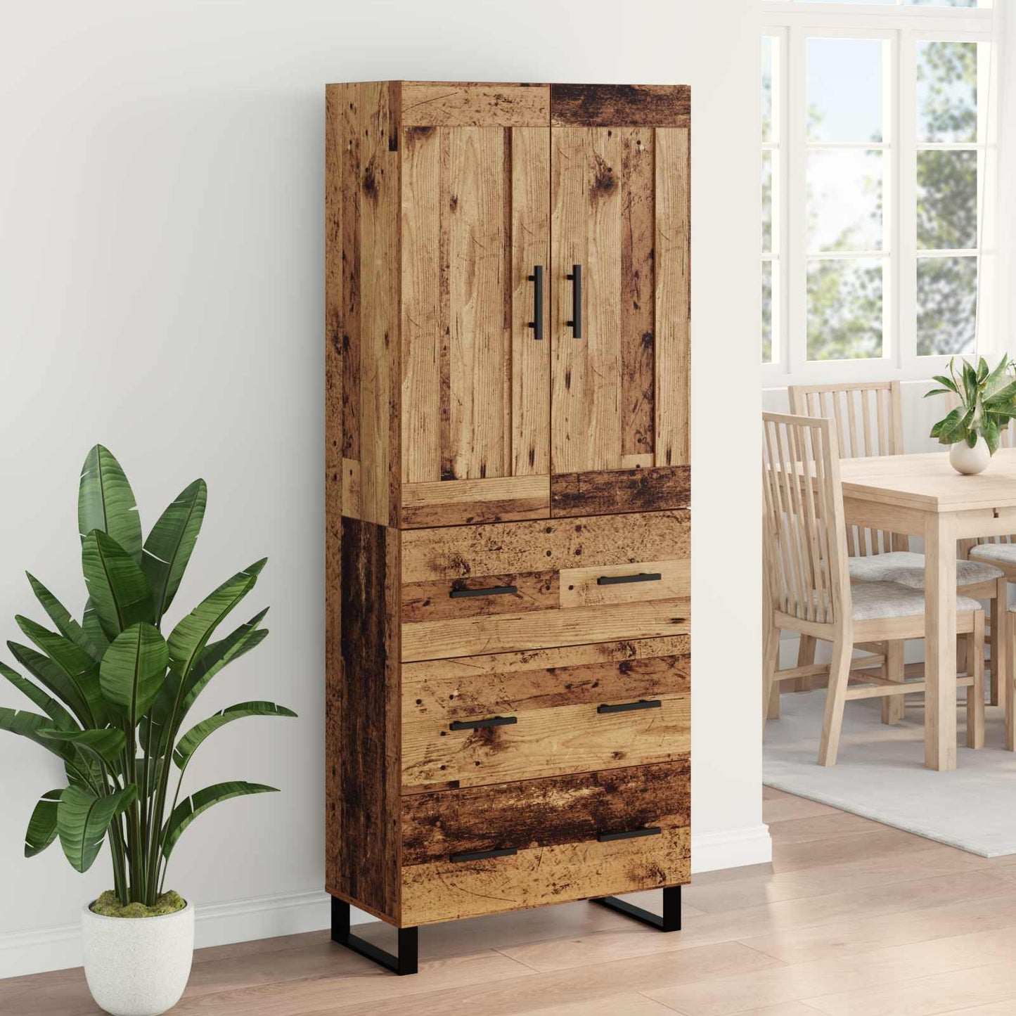 vidaXL Highboard Old Wood 69.5 x 34 x 180 cm Engineered Wood