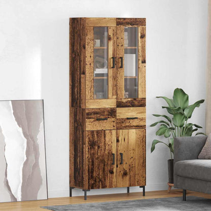 vidaXL Highboard with Drawer 2 pcs Old Wood Engineered Wood