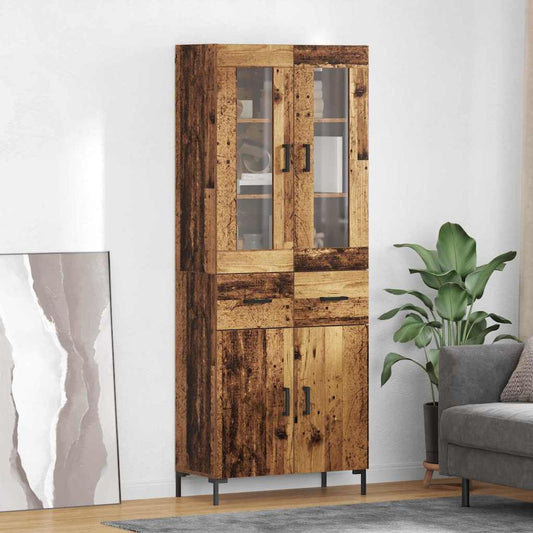 vidaXL Highboard with Drawer 2 pcs Old Wood Engineered Wood
