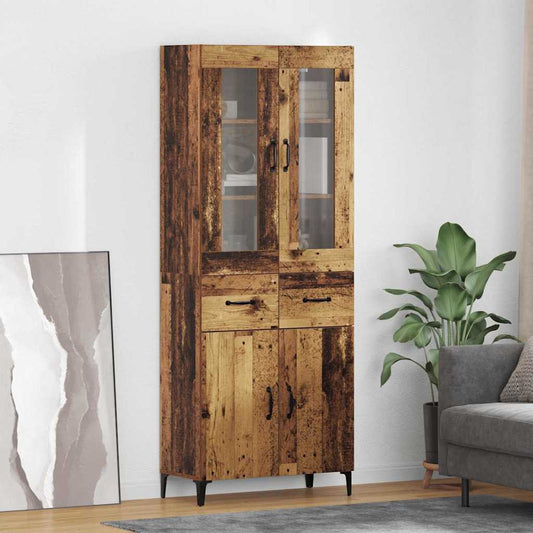 vidaXL Highboard Old Wood 69.5 x 34 x 180 cm Engineered Wood