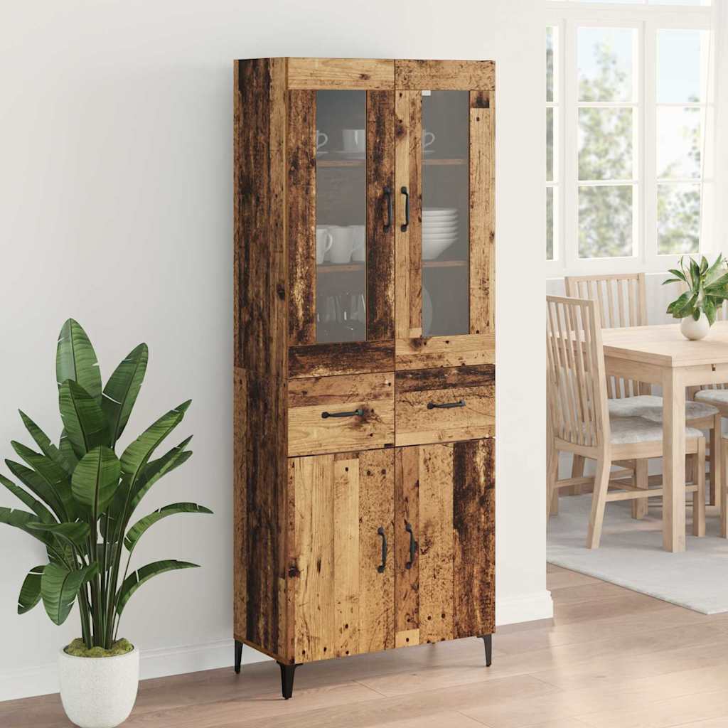 vidaXL Highboard Old Wood 69.5 x 34 x 180 cm Engineered Wood