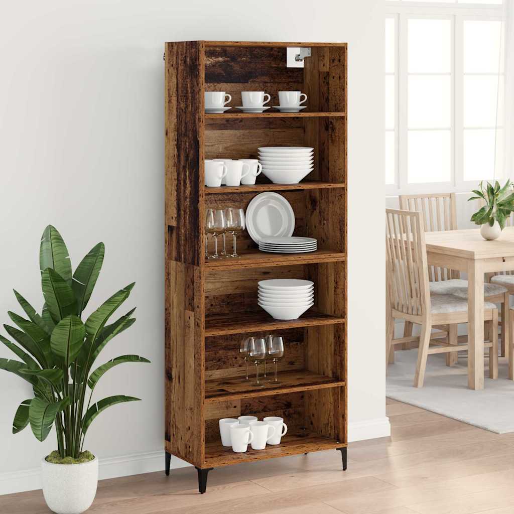 vidaXL Highboard Old Wood 69.5 x 34 x 180 cm Engineered Wood