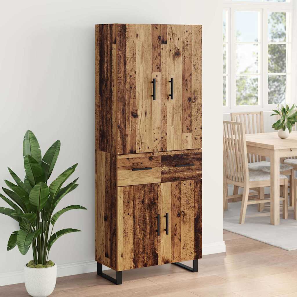 vidaXL Highboard with Drawer 2 pcs Old Wood 69.5 x 34 x 180 cm