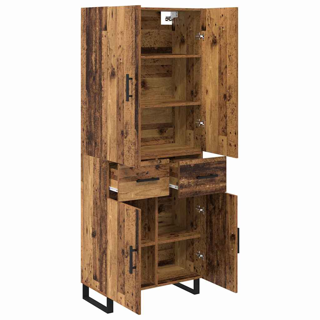 vidaXL Highboard with Drawer 2 pcs Old Wood 69.5 x 34 x 180 cm
