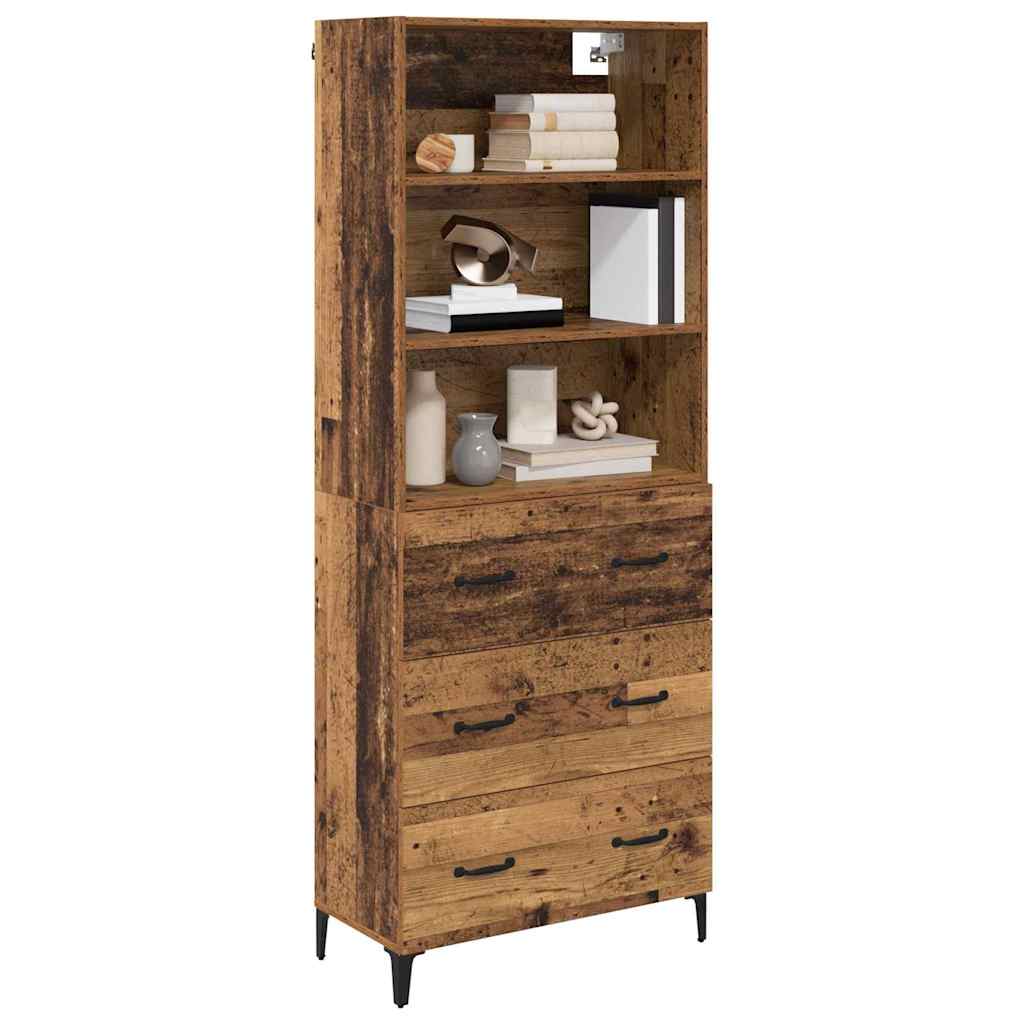 vidaXL Highboard Old Wood 69.5 x 34 x 180 cm Engineered Wood