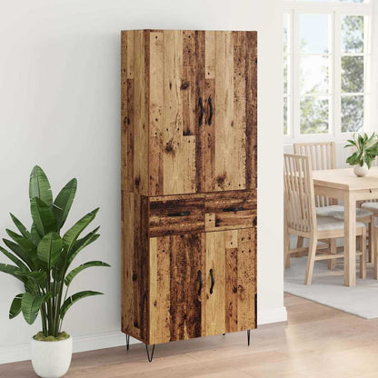 vidaXL Highboard with Drawer 2 pcs Old Wood Engineered Wood and Glass