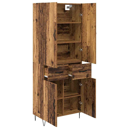vidaXL Highboard with Drawer 2 pcs Old Wood Engineered Wood and Glass