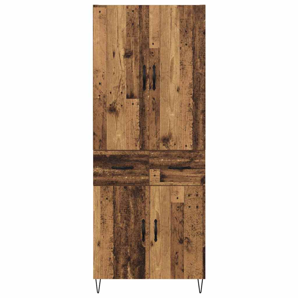 vidaXL Highboard with Drawer 2 pcs Old Wood Engineered Wood and Glass
