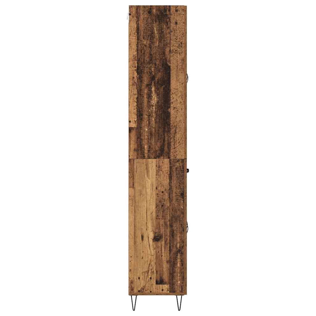 vidaXL Highboard with Drawer 2 pcs Old Wood Engineered Wood and Glass
