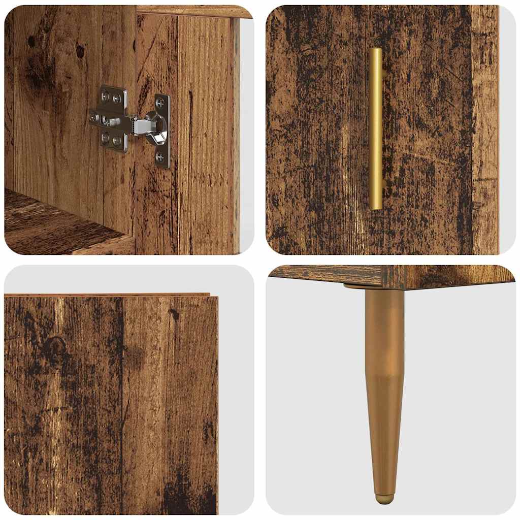 vidaXL Highboard 2 pcs Old Wood Glass