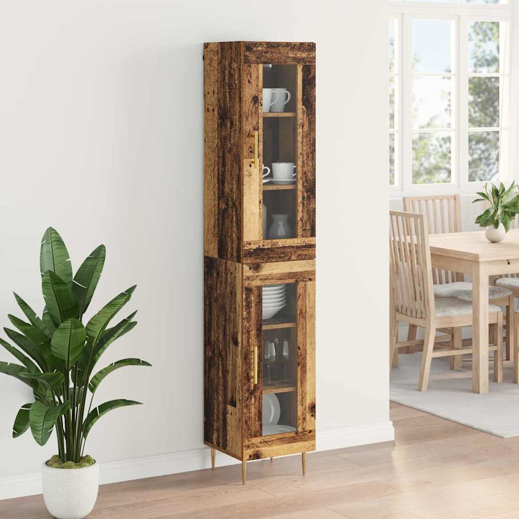 vidaXL Highboard 2 pcs Old Wood Glass