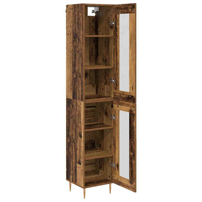 vidaXL Highboard 2 pcs Old Wood Glass