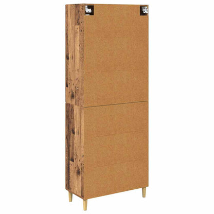 vidaXL Highboard Old Wood 69.5 x 34 x 180 cm Engineered Wood and Glass