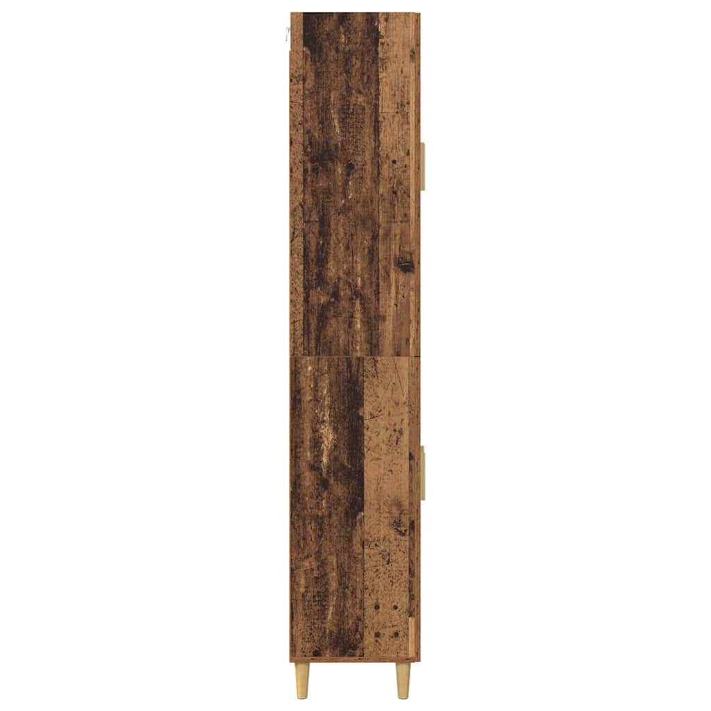 vidaXL Highboard Old Wood 69.5 x 34 x 180 cm Engineered Wood and Glass
