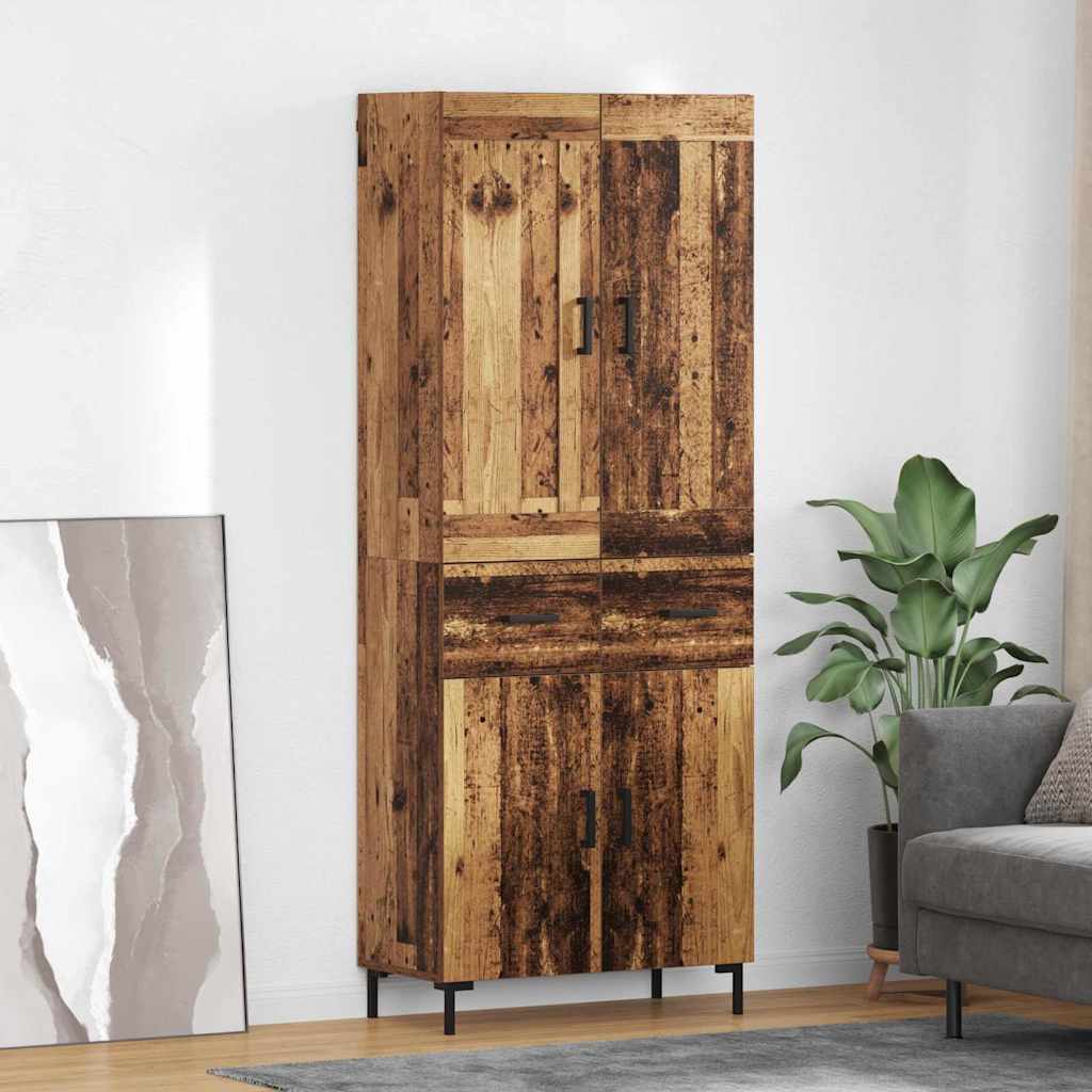 vidaXL Highboard with Drawer 2 pcs Old Wood Engineered Wood