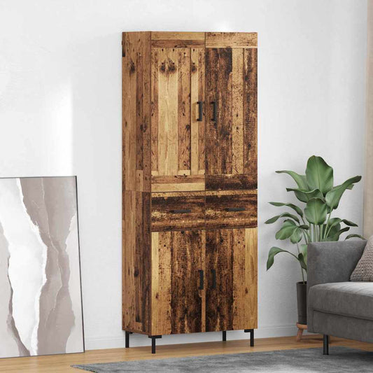 vidaXL Highboard with Drawer 2 pcs Old Wood Engineered Wood
