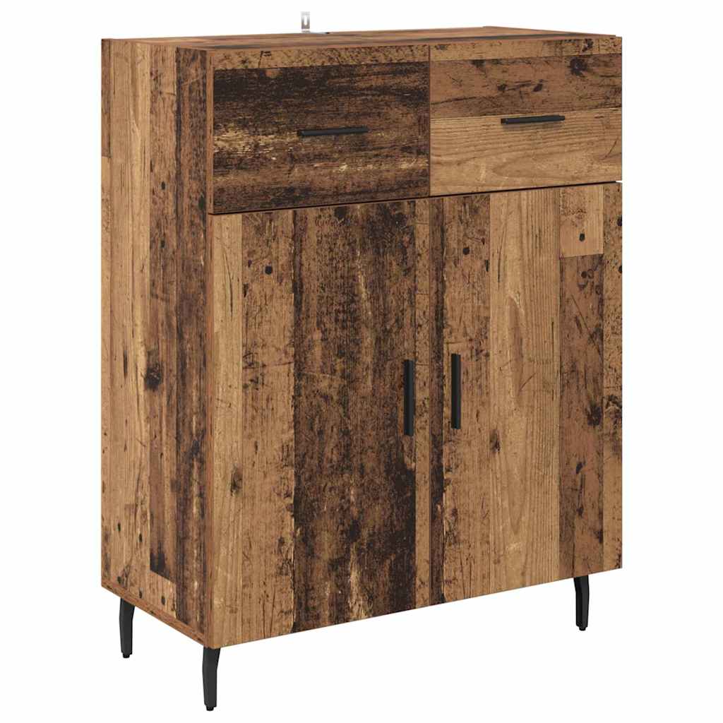 vidaXL Highboard with Drawer 2 pcs Old Wood Engineered Wood and Glass