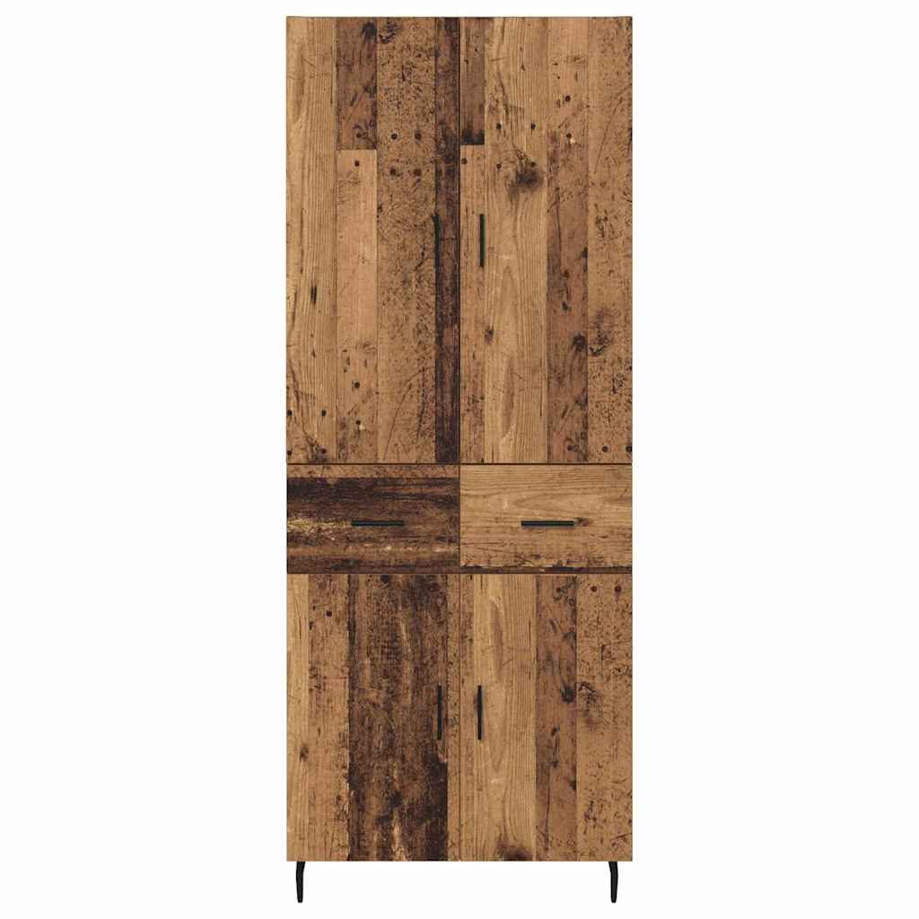 vidaXL Highboard with Drawer 2 pcs Old Wood Engineered Wood and Glass