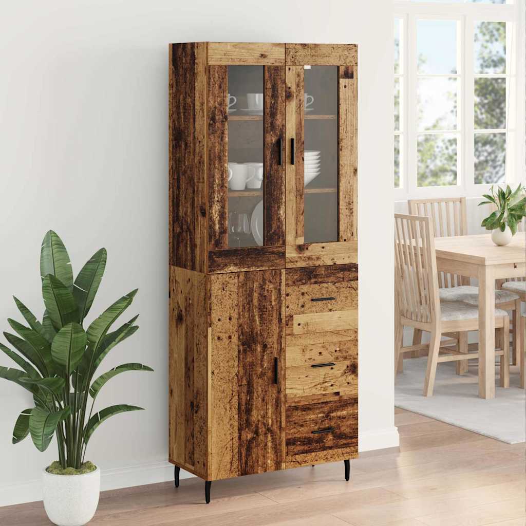 vidaXL Highboard with Drawer 2 pcs Old Wood Engineered Wood