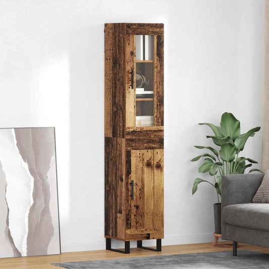 vidaXL Highboard Old Wood 34.5 x 34 x 180 cm Engineered Wood