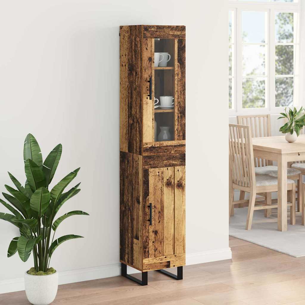 vidaXL Highboard Old Wood 34.5 x 34 x 180 cm Engineered Wood