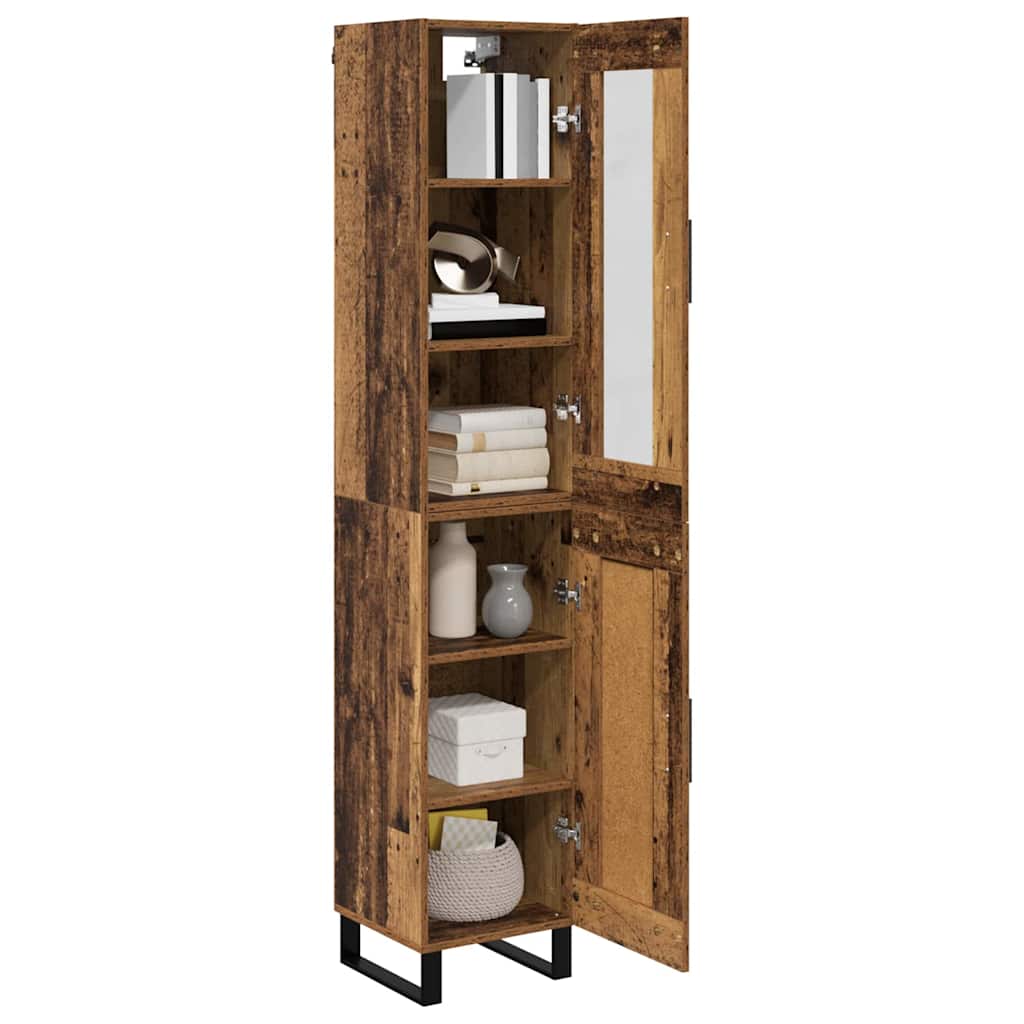 vidaXL Highboard Old Wood 34.5 x 34 x 180 cm Engineered Wood