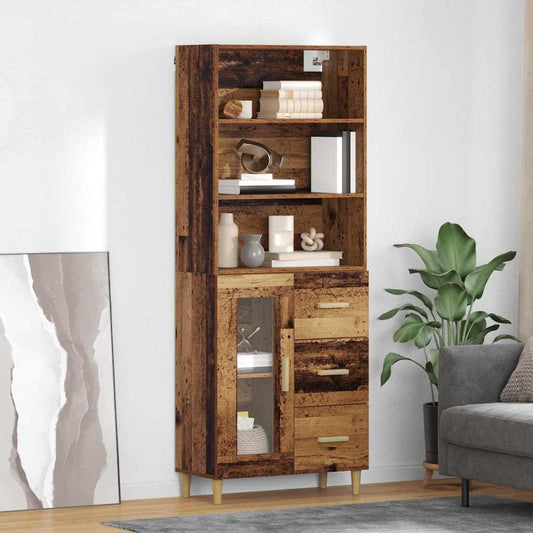 vidaXL Highboard Old Wood 69.5 x 34 x 180 cm Engineered Wood