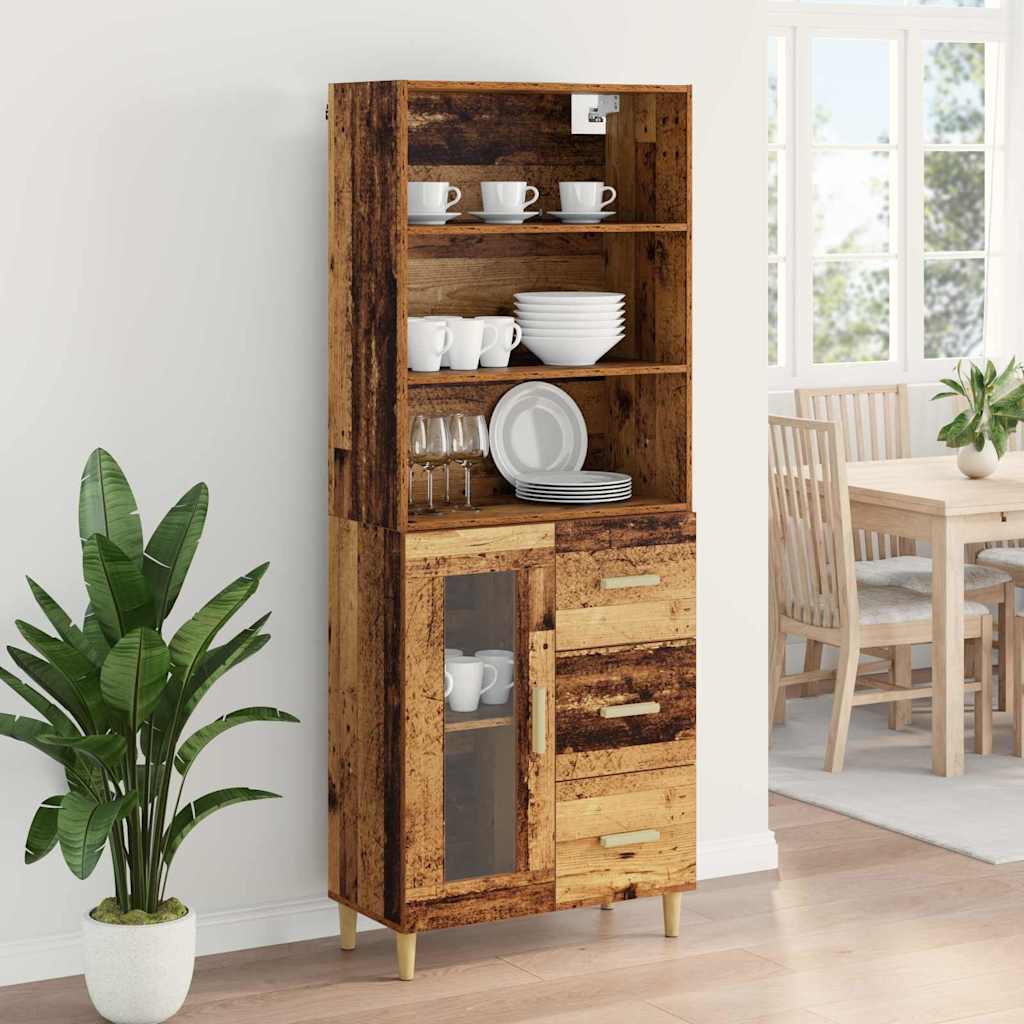vidaXL Highboard Old Wood 69.5 x 34 x 180 cm Engineered Wood