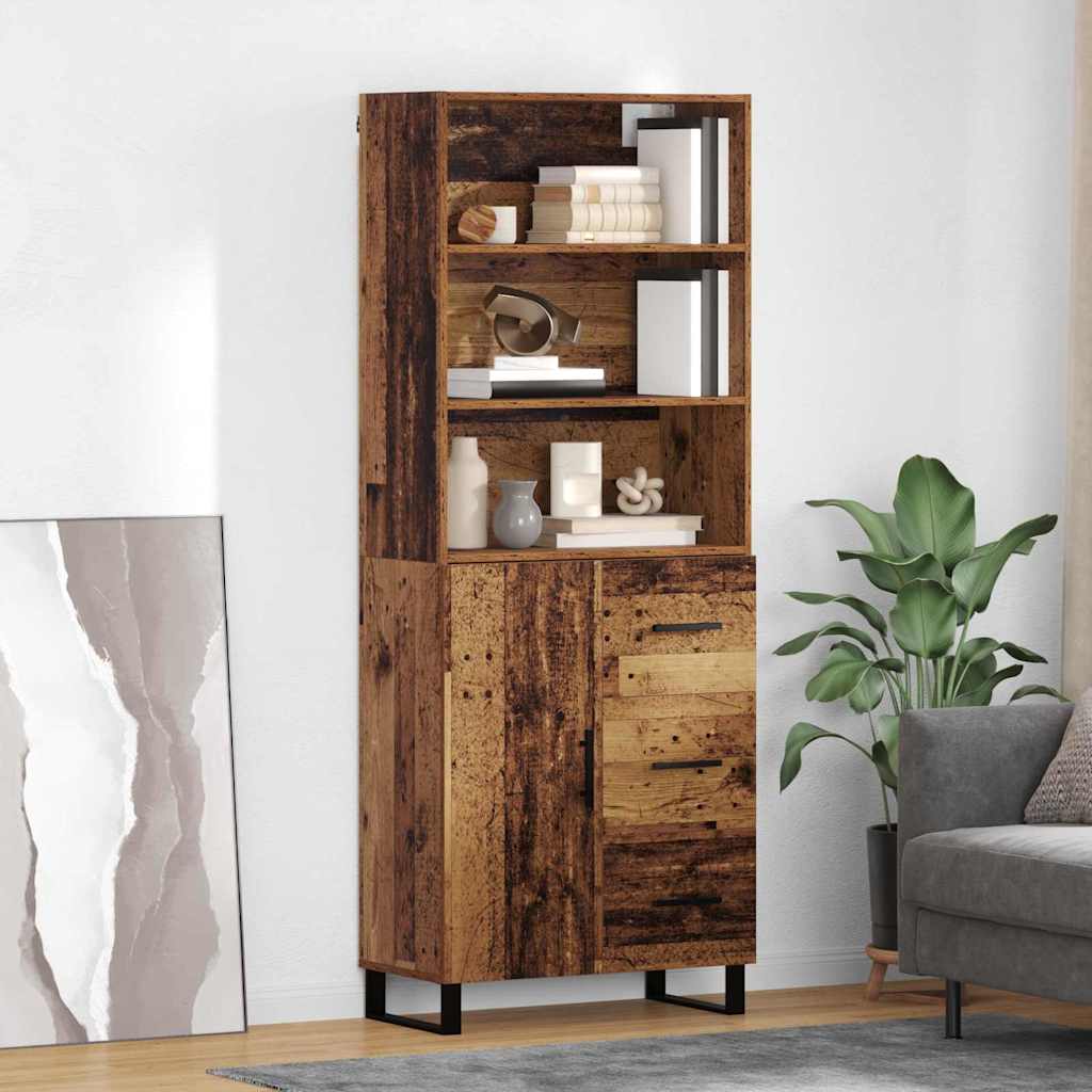 vidaXL Highboard with Drawer 2 pcs Old Wood Engineered Wood