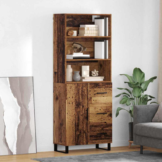vidaXL Highboard with Drawer 2 pcs Old Wood Engineered Wood