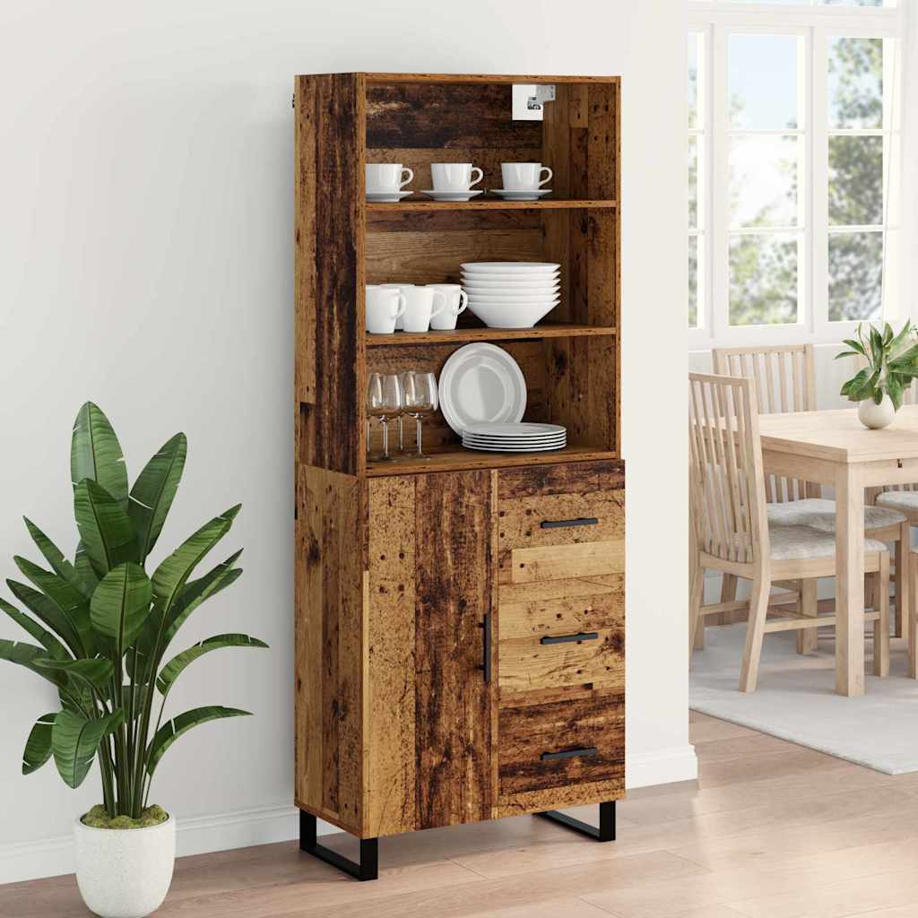 vidaXL Highboard with Drawer 2 pcs Old Wood Engineered Wood