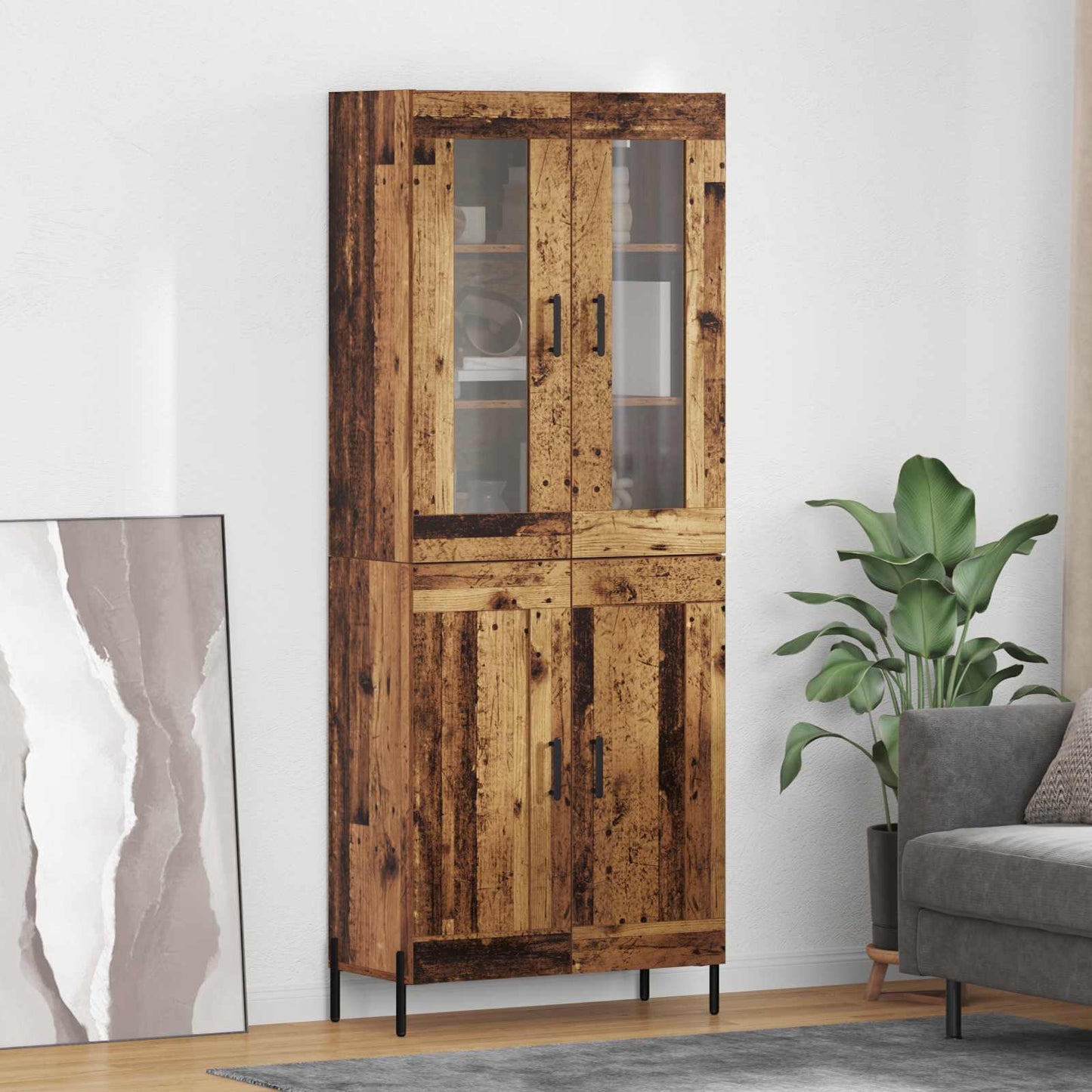 vidaXL Highboard Old Wood 69.5 x 34 x 180 cm Engineered Wood