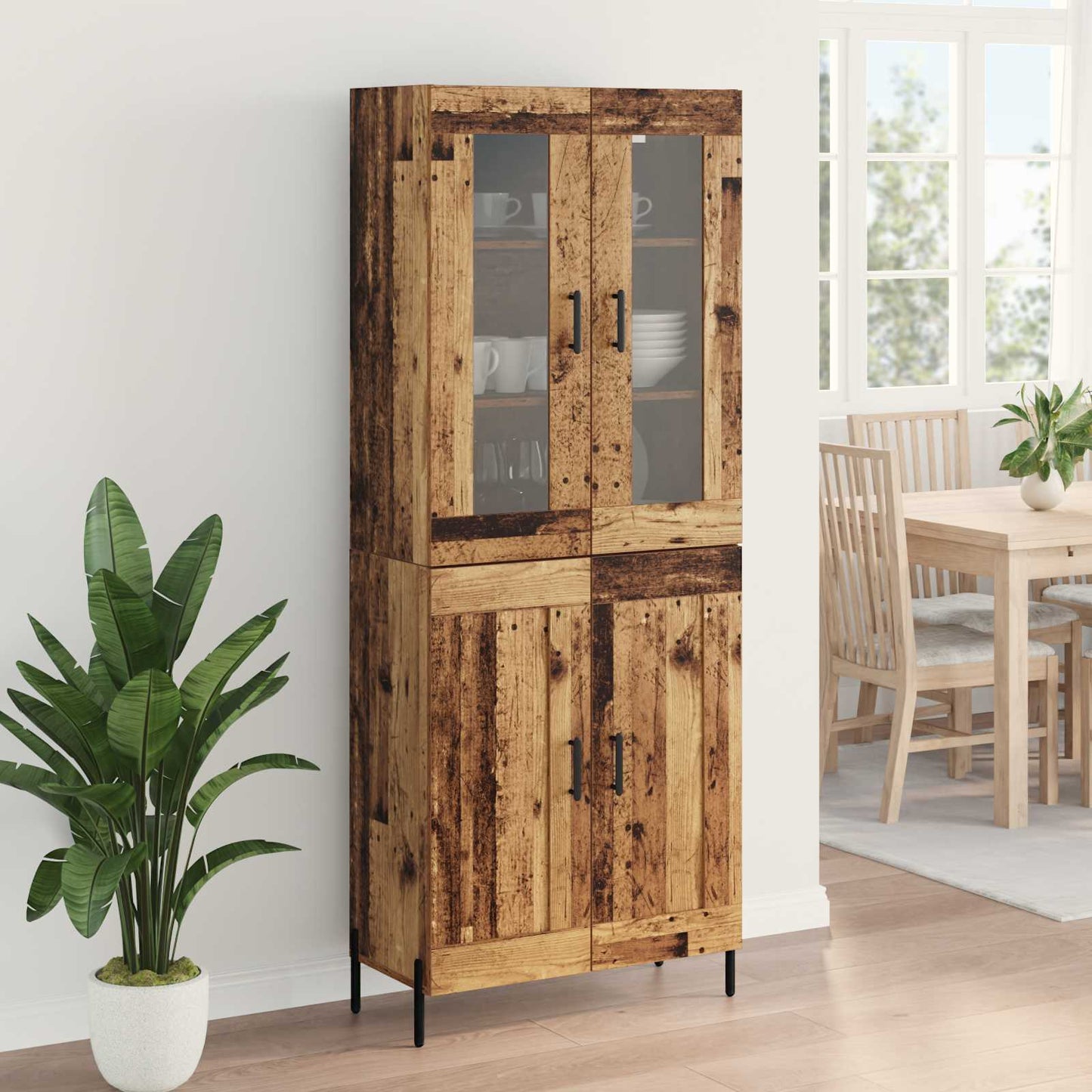 vidaXL Highboard Old Wood 69.5 x 34 x 180 cm Engineered Wood