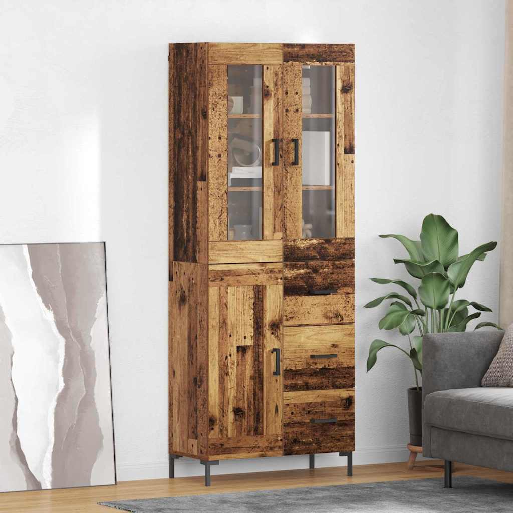 vidaXL Highboard with Drawer 2 pcs Old Wood Engineered Wood