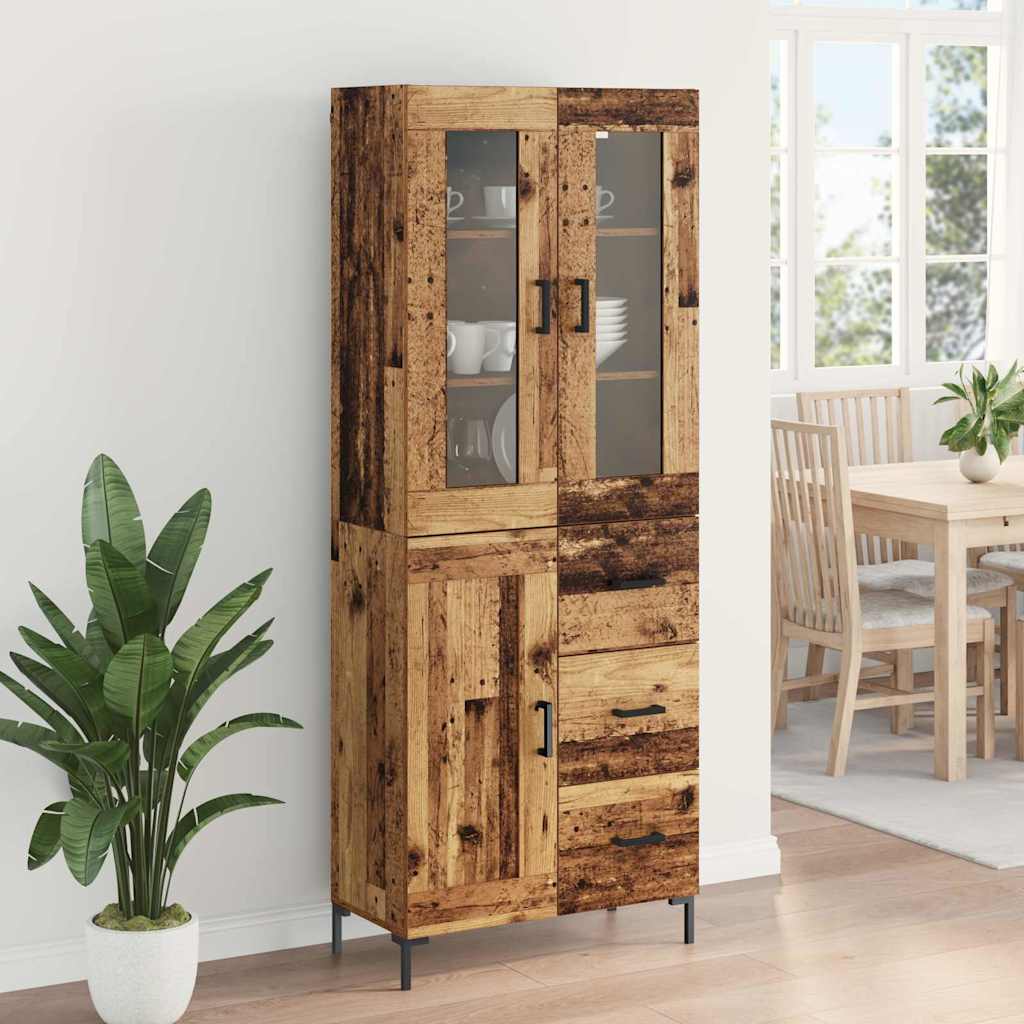 vidaXL Highboard with Drawer 2 pcs Old Wood Engineered Wood