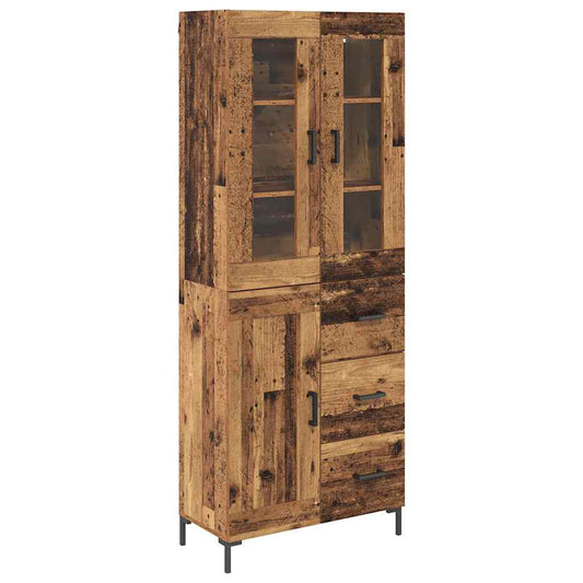 vidaXL Highboard with Drawer 2 pcs Old Wood Engineered Wood