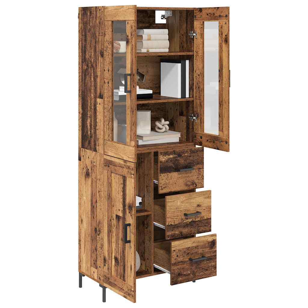 vidaXL Highboard with Drawer 2 pcs Old Wood Engineered Wood