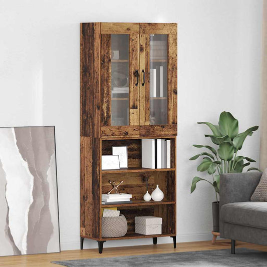 vidaXL Highboard Old Wood 69.5 x 34 x 180 cm Engineered Wood