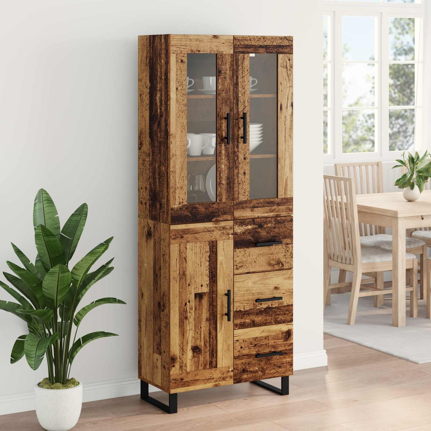 vidaXL Highboard with Drawer 2 pcs Old Wood Engineered Wood