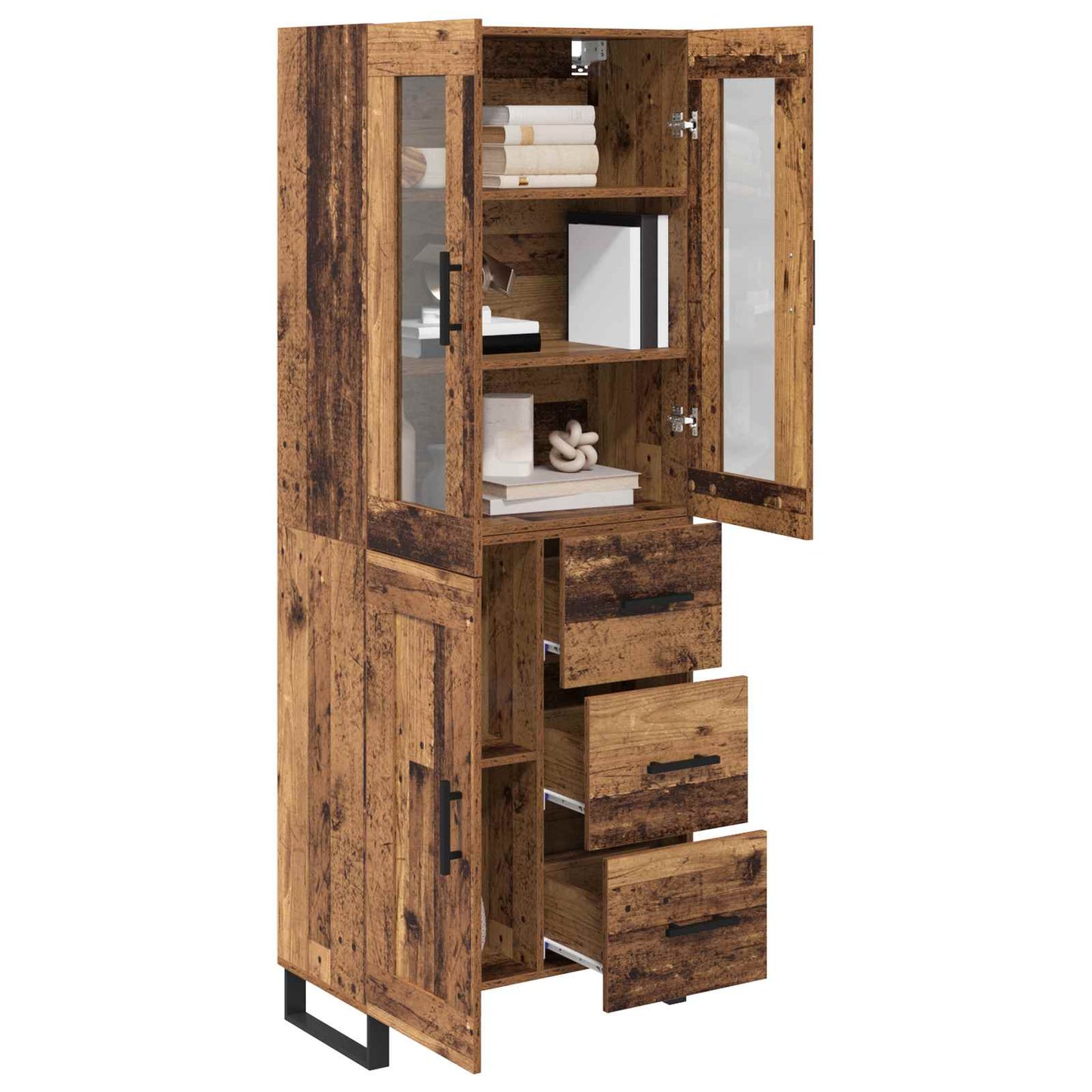 vidaXL Highboard with Drawer 2 pcs Old Wood Engineered Wood