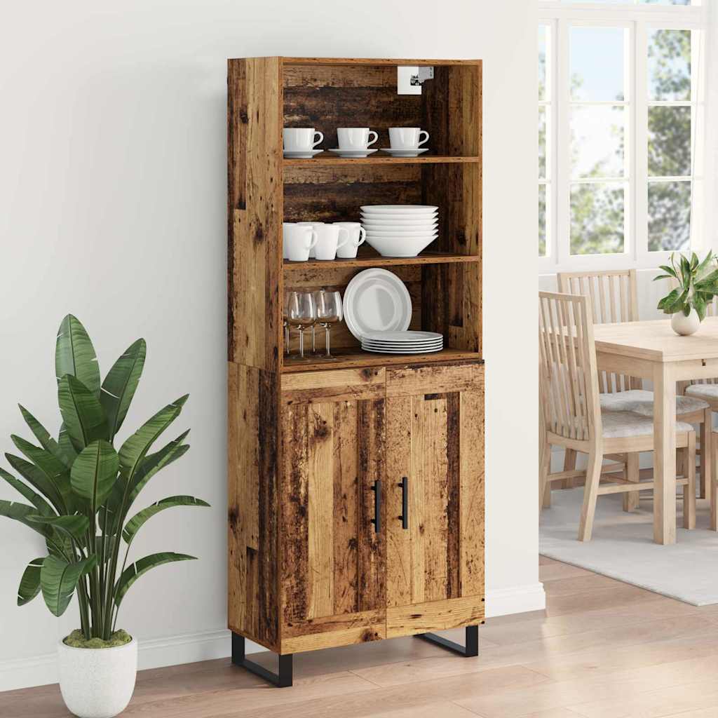 vidaXL Highboard 2 pcs Old Wood Engineered Wood